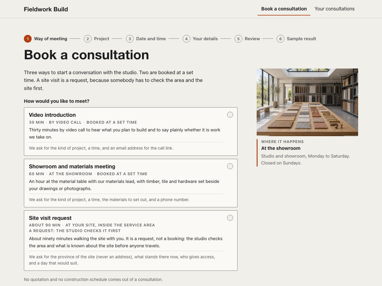Construction consultations — Fieldwork Build