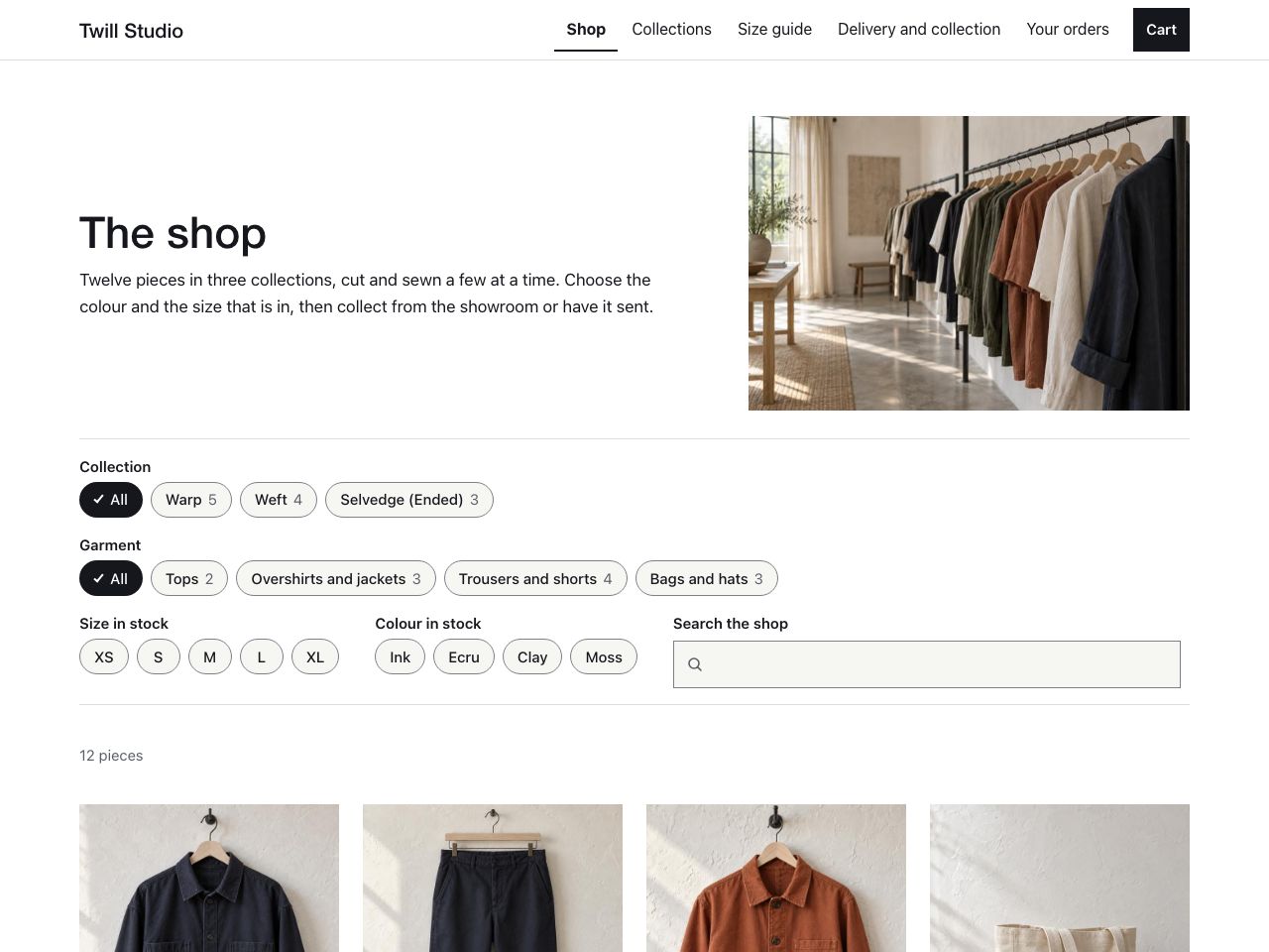 Apparel store — Twill Studio