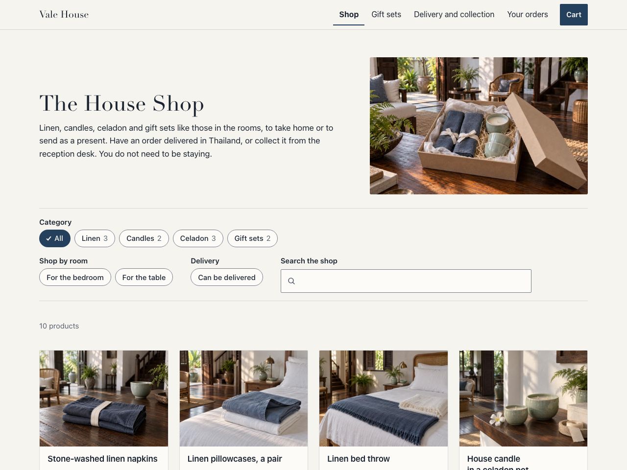 Hotel gift shop — Vale House