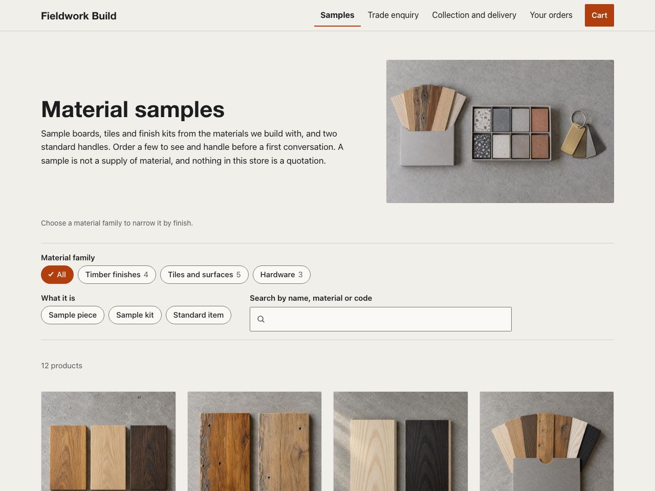 Material sample store — Fieldwork Build