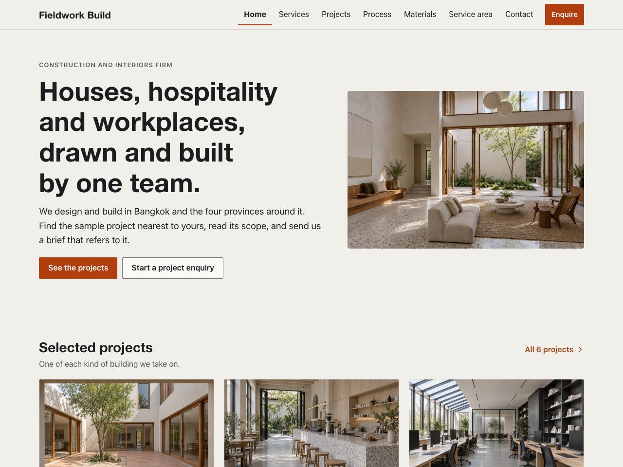 Construction company website — Fieldwork Build